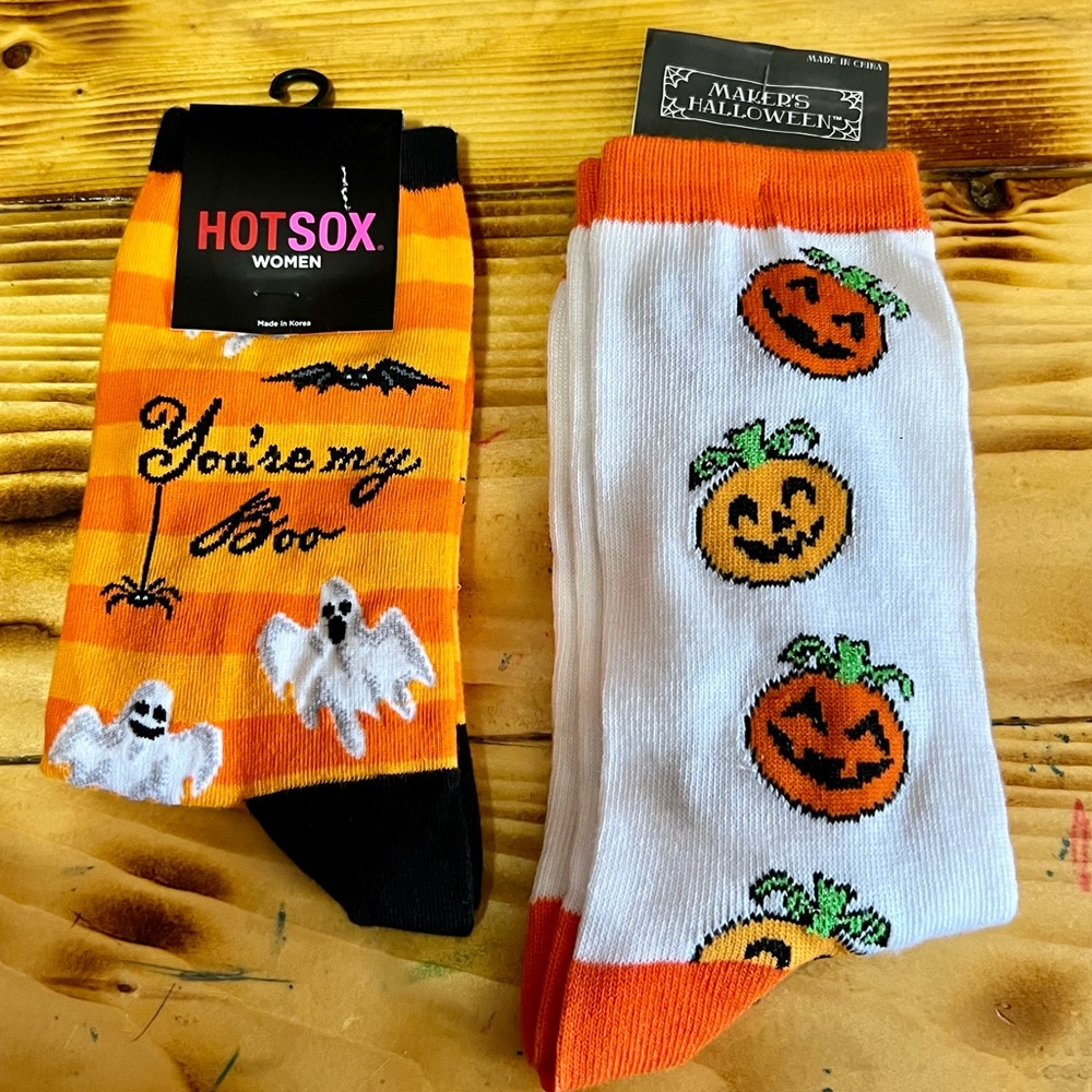 Halloween Pumpkin Ghost Crew Socks Bundle